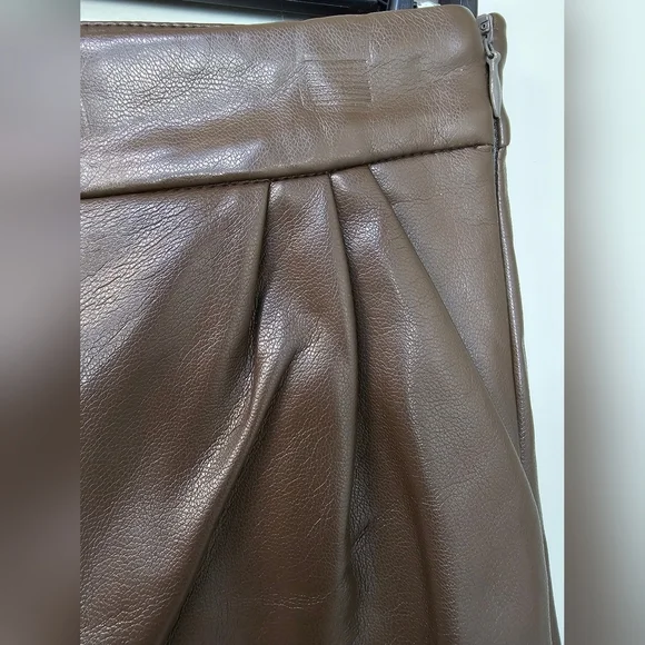 Lulus Kick It Dark Brown Vegan Leather High-Waisted Trouser Pants - Size XS - Picture 8 of 10